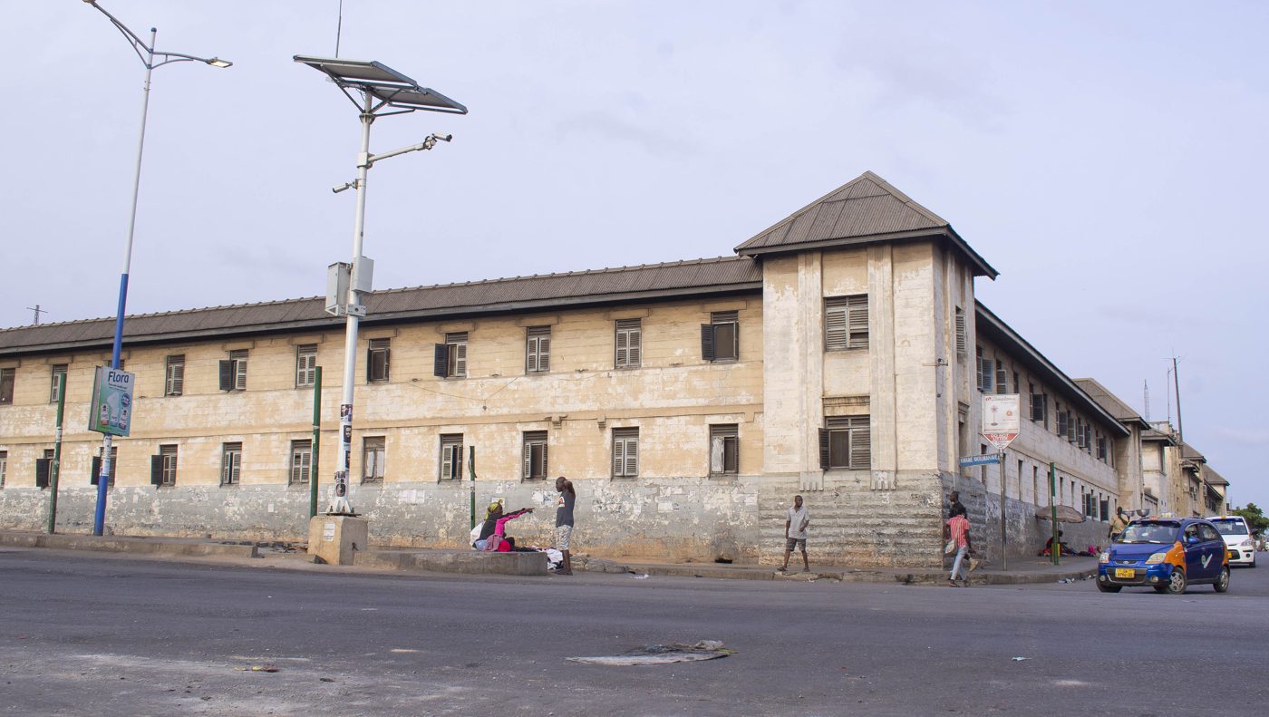 Exterior of the Accra Central Police Station building of the Ghana Police Service in Accra, Ghana