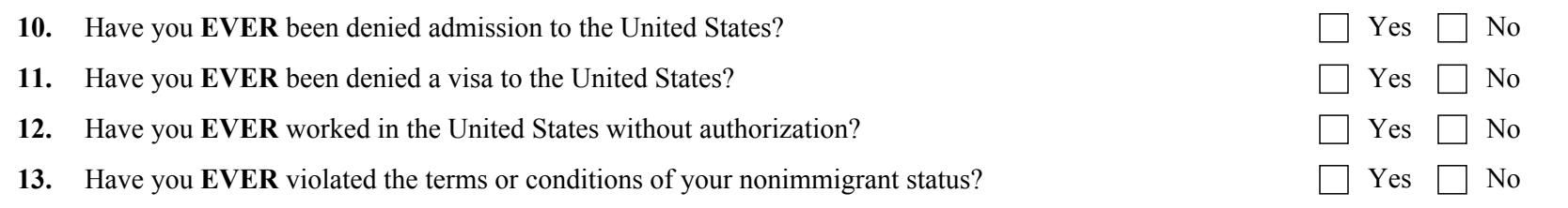 Form I-485, Part 9 (General Eligibility and Inadmissibility Grounds), Items 10 and 11 as they appear on edition 01/20/25