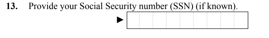 Form I-765, Part 2 (Social Security number) : Item 13 as it appears on edition 09/15/26