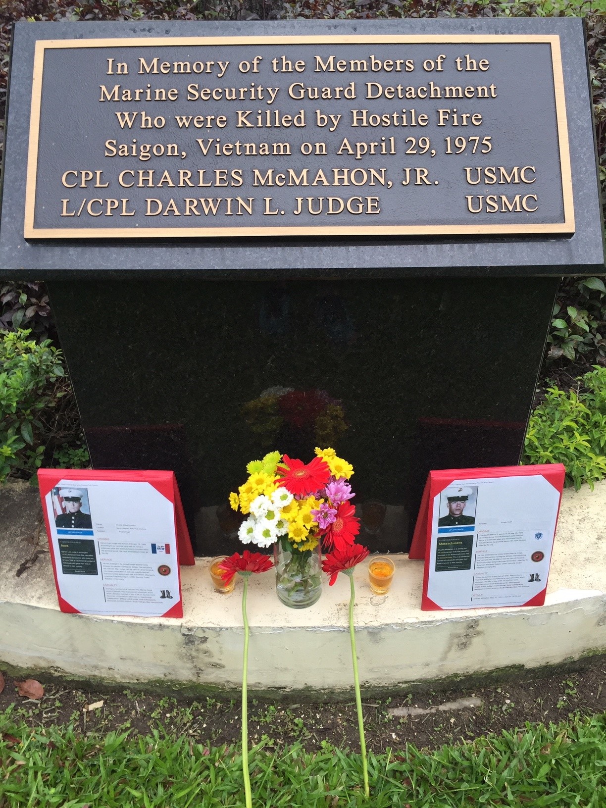 Memorial to fallen Marine Security Guards on the grounds of the U.S. Consulate General in Ho Chi Minh City at 4 Le Duan