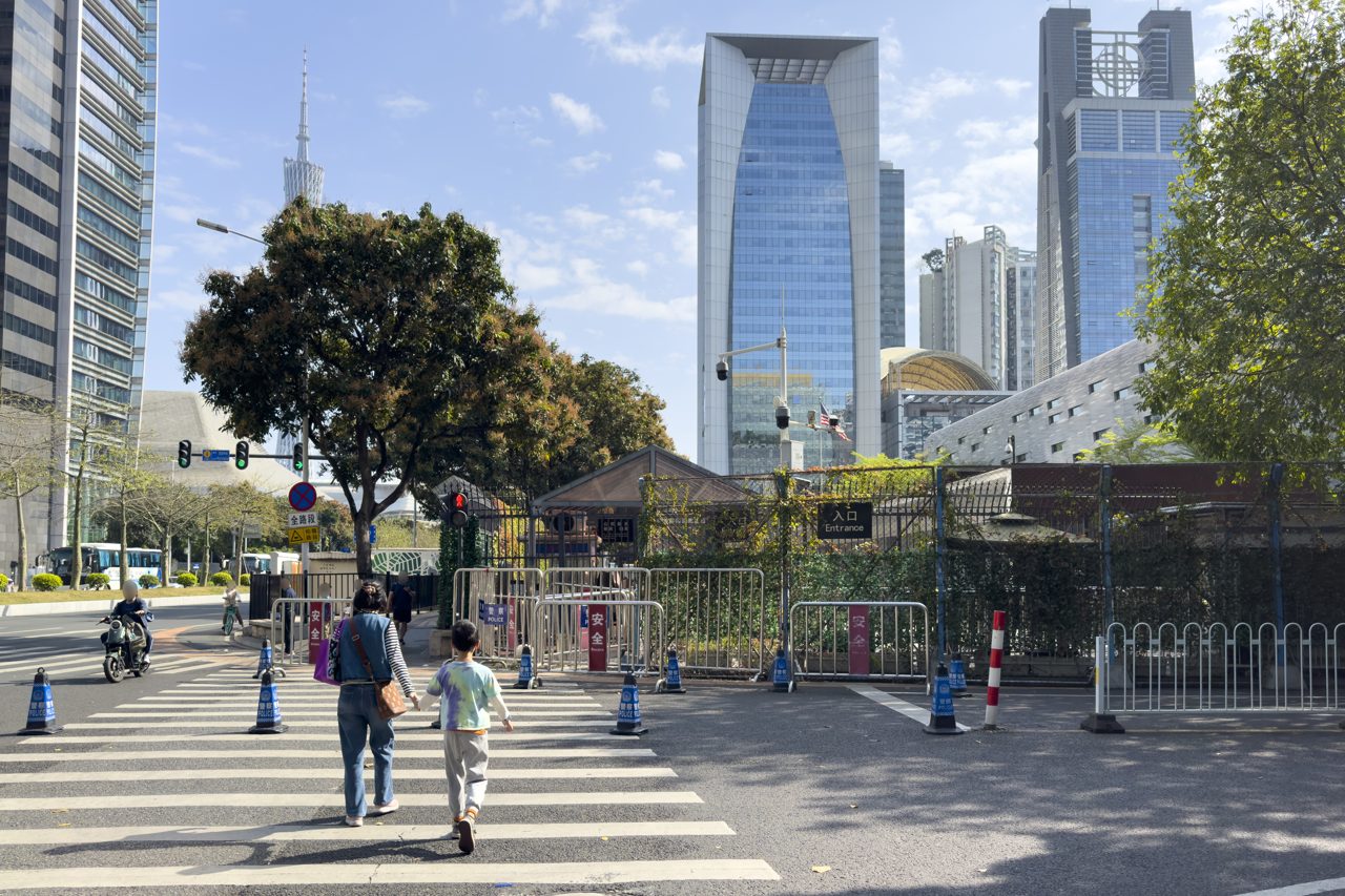Entrance to the U.S. Consulate General Guangzhou in Zhujiang New Town, where China immigrant visa applicants interview after the panel physician medical exam